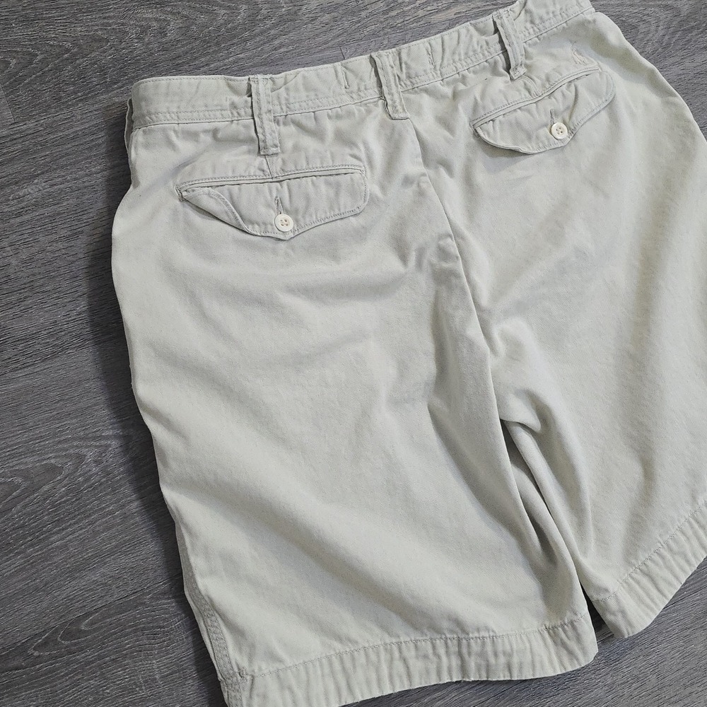 VTG Polo Ralph Lauren Bermuda Chino Shorts Drawstring Talon Zip Flap Pockets 35 - Picture 9 of 15
